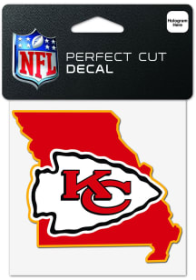 Kansas City Chiefs 4x4 State Shaped Auto Decal - Red