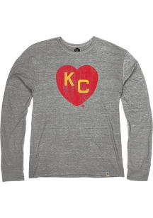 Rally Kansas City Monarchs Grey Heart Kansas City Long Sleeve Fashion T Shirt