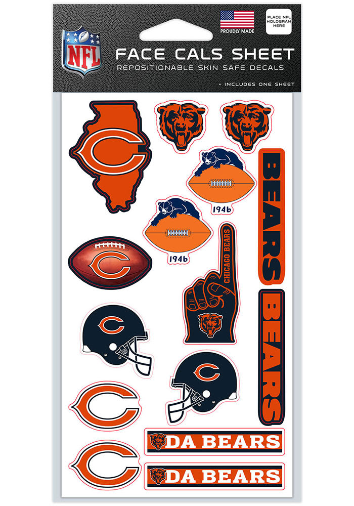 Chicago Bears 4x7 Face Tattoo