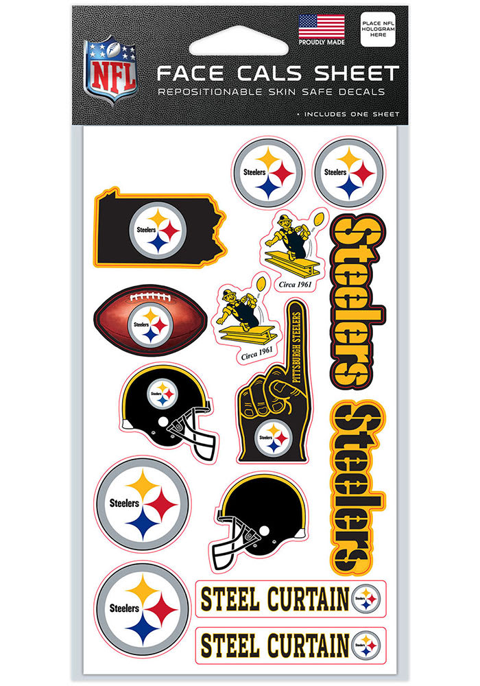 Pittsburgh Steelers 4x7 Face Tattoo, Black, Size NA, Rally House