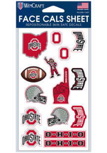 Red Ohio State Buckeyes 4x7 Face Tattoo