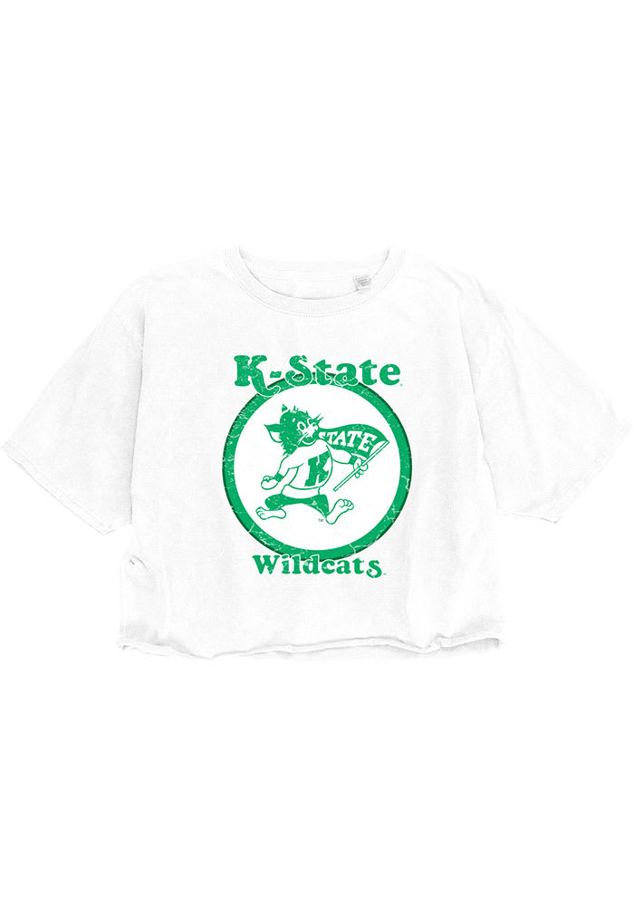 K-State Wildcats Womens White Cropped St. Patricks Short Sleeve T-Shirt