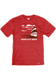 Pittsburgh Brewing Co. Heather Red Iron City Skyline Bottles Short Sleeve T Shirt