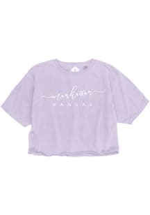 Manhattan Women's Thistle Script Wordmark Cropped Short Sleeve T Shirt