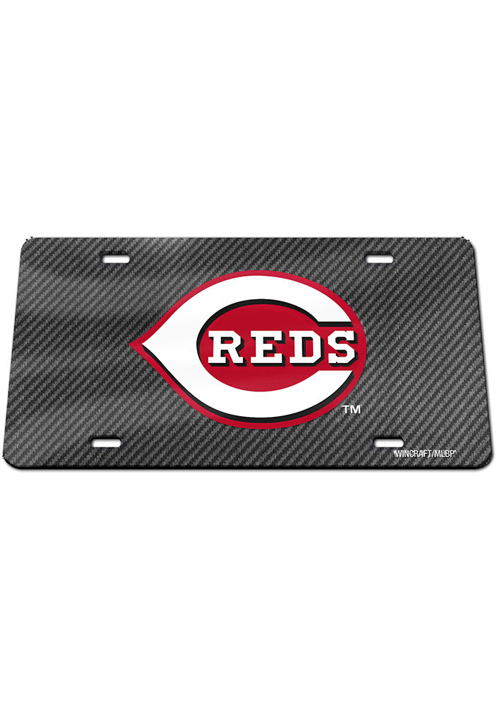 Cincinnati Reds Carbon Fiber Car Accessory License Plate