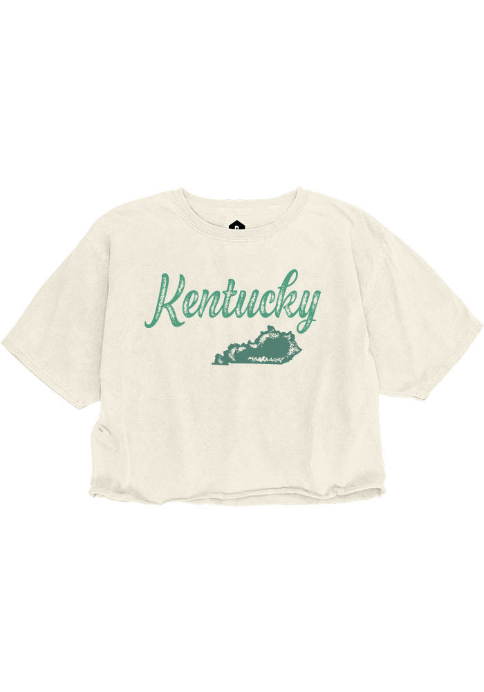 Kentucky Women's Ivory Retro Chalk Wordmark Cropped Short Sleeve T Shirt