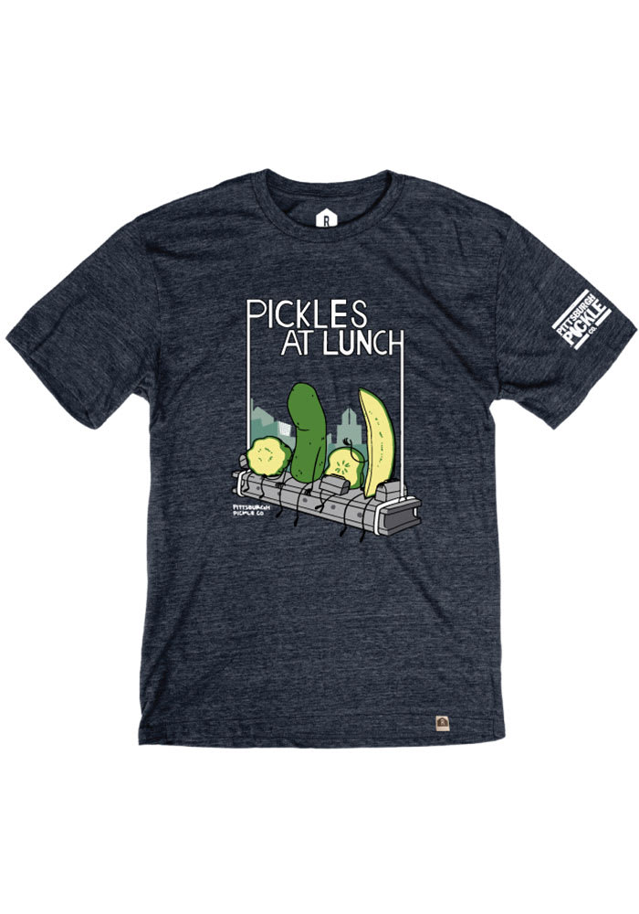 Pittsburgh Pickle Co. Heather Navy Pickles At Lunch Short Sleeve T Shirt