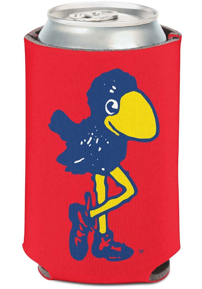 Kansas KU Jayhawk Engraved 12 oz Soda can Holder Rawhide Koozie