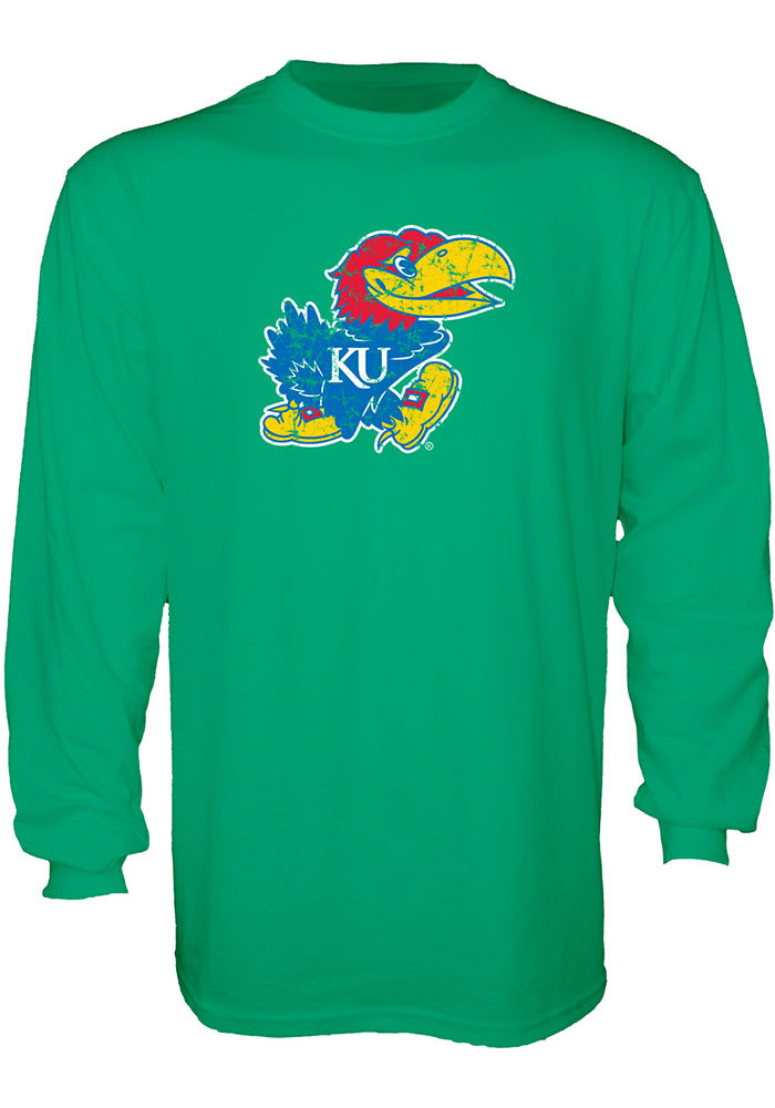 Kansas Jayhawks Green St.Pats Long Sleeve T Shirt