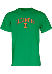 Illinois Fighting Illini Green Arch Mascot Short Sleeve T Shirt