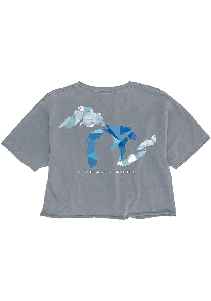 Michigan Women's Steel Grey Great Lakes Cropped Short Sleeve T-Shirt
