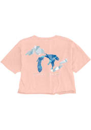 Michigan Women's Shell Pink Great Lakes Cropped Short Sleeve T-Shirt