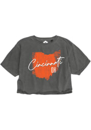 Cincinnati Women's State Shape Wordmark Cropped Short Sleeve T-Shirt