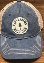 Michigan East Lansing Crack Up Scout Meshback Adjustable Hat - Navy Blue
