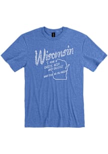 Wisconsin Blue Beer, Cheese, & Sausage Short Sleeve Fashion T Shirt