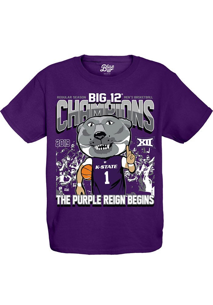 K-State Wildcats Youth Purple 2019 Big 12 Champions Short Sleeve T-Shirt