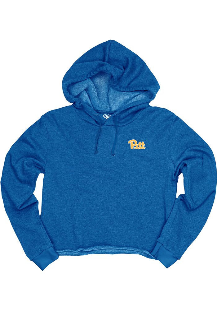 Pitt Panthers Womens Blue Cassie Crop Fleece Hooded Sweatshirt