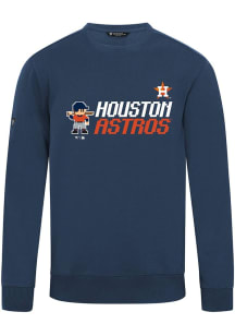Levelwear Houston Astros Mens Navy Blue Zane 8-Bit Baseball Long Sleeve Crew Sweatshirt