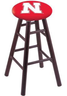 Brown Nebraska Cornhuskers Round Cushion Oak Pub Stool