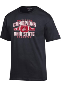 Ohio State Buckeyes Black Champion 2024 Football National Champion Arch Jersey Short Sleeve T Sh..