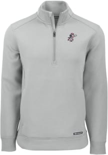 Cutter and Buck Cincinnati Reds Mens Grey Cooperstown  Roam Long Sleeve Qtr Zip Pullover
