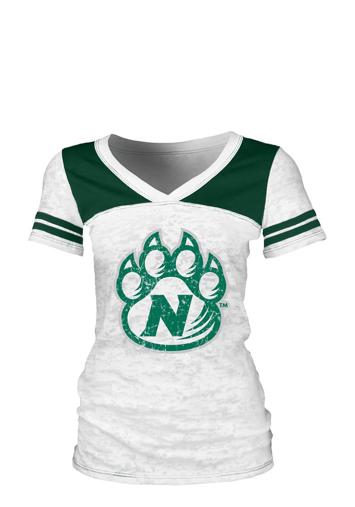 Northwest Missouri State Bearcats Juniors White Burnout V-Neck T-Shirt