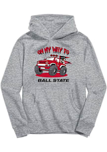 Vive La Fete Ball State Cardinals Youth Grey On My Way Long Sleeve Hoodie