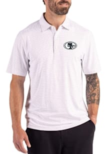 Cutter and Buck San Francisco 49ers Mens White Mono Forge Eco Fine Line Short Sleeve Polo