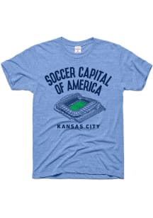 Charlie Hustle Sporting Kansas City Light Blue Soccer Capital Short Sleeve Fashion T Shirt