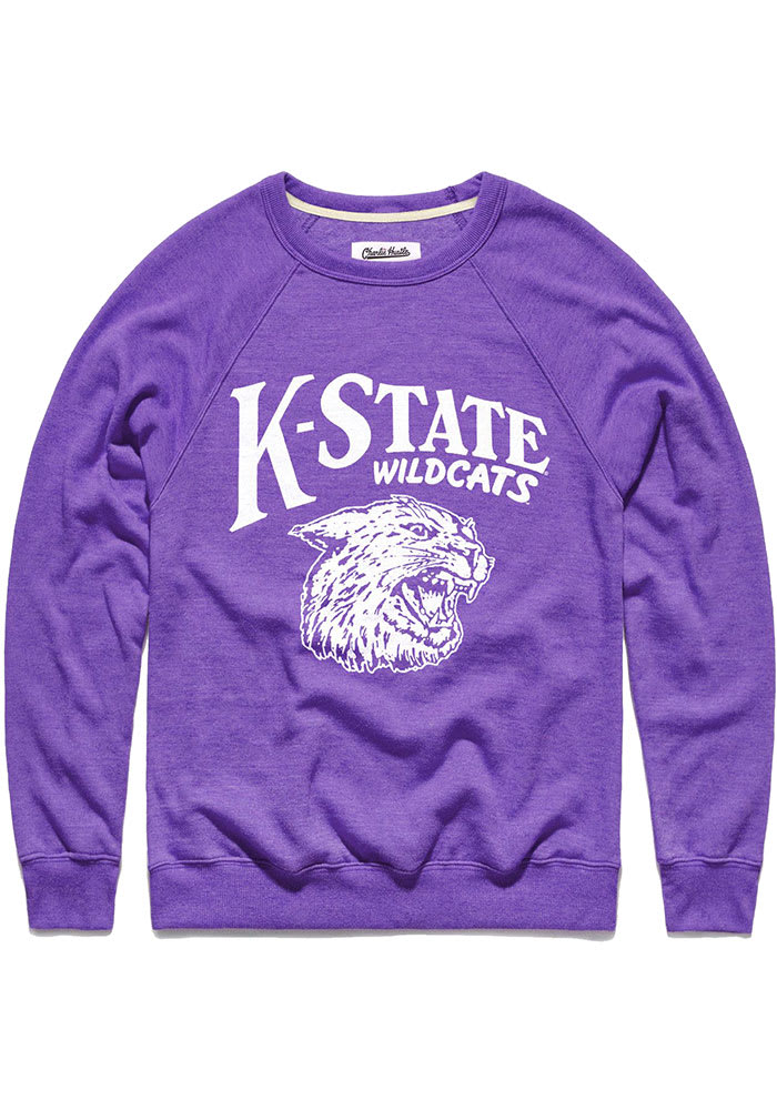 Charlie Hustle K-State Wildcats Mens Purple Pennant Long Sleeve Fashion Sweatshirt