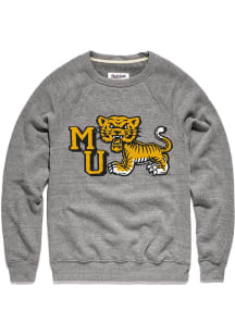 Charlie Hustle Missouri Tigers Mens Grey Vintage Long Sleeve Fashion Sweatshirt