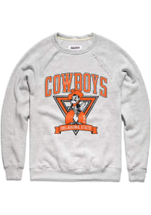 Charlie Hustle Oklahoma State Cowboys Mens Grey Throwback Long Sleeve Fashion Sweatshirt