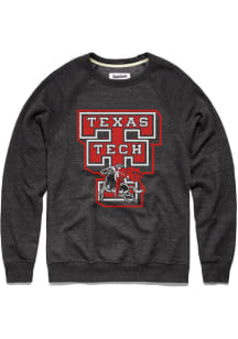 Charlie Hustle Texas Tech Red Raiders Mens Black Vintage Double T Long Sleeve Fashion Sweatshirt