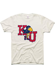 Charlie Hustle Kansas Jayhawks White Marching Jayhawk Short Sleeve Fashion T Shirt