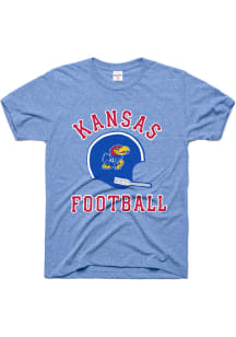 Charlie Hustle Kansas Jayhawks Light Blue Football Gridiron Short Sleeve Fashion T Shirt