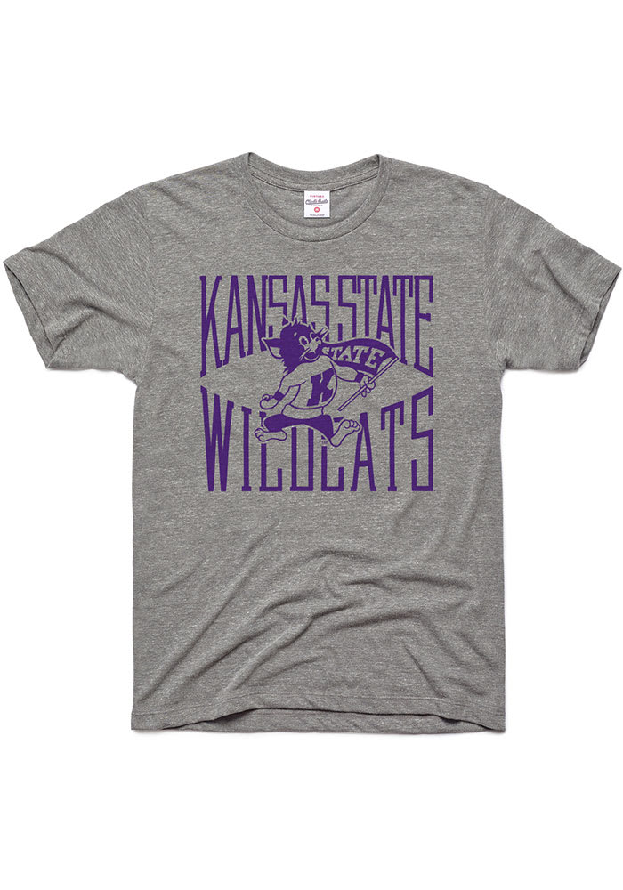 Charlie Hustle K-State Wildcats Grey Gameday Short Sleeve Fashion T Shirt