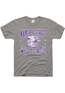 Charlie Hustle K-State Wildcats Grey Vintage Short Sleeve Fashion T Shirt