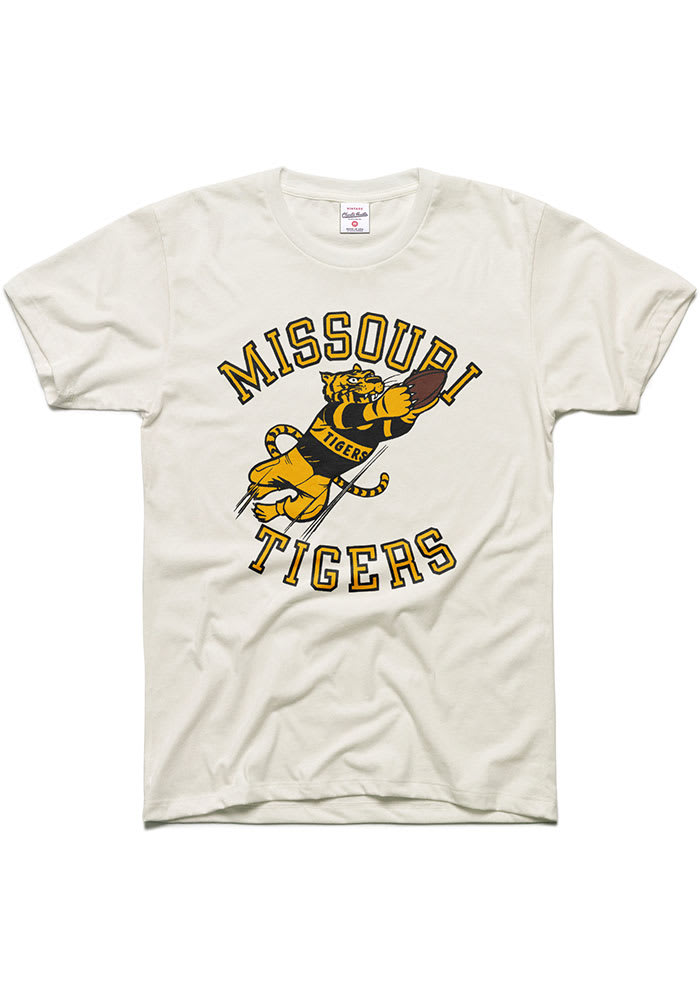 Charlie Hustle Missouri Tigers White Vintage Diving Catch Short Sleeve Fashion T Shirt