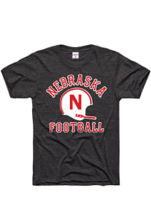 Charlie Hustle Nebraska Cornhuskers Charcoal Football Gridiron Short Sleeve Fashion T Shirt