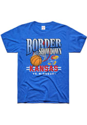 Charlie Hustle Kansas Jayhawks Blue Border Showdown Short Sleeve T Shirt