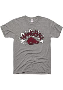 Charlie Hustle Arkansas Razorbacks Grey Tourney Hawg Ball Short Sleeve Fashion T Shirt