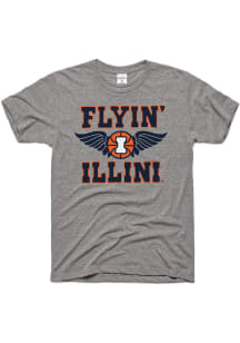 Illinois Fighting Illini Grey Charlie Hustle Tourney Flyin Illini Short Sleeve Fashion T Shirt