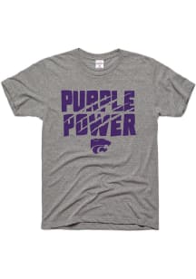Charlie Hustle K-State Wildcats Grey Tourney Purple Power Short Sleeve Fashion T Shirt