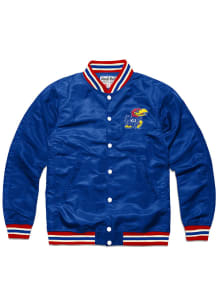 Charlie Hustle Kansas Jayhawks Mens Blue Script Varsity Jacket Track Jacket