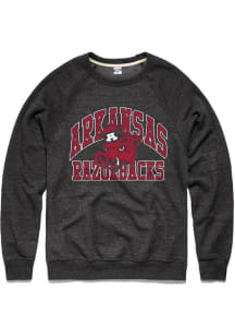 Charlie Hustle Arkansas Razorbacks Mens Charcoal Mascot Arch Long Sleeve Fashion Sweatshirt