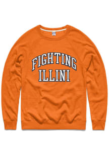 Charlie Hustle Illinois Fighting Illini Mens Orange Banner Long Sleeve Fashion Sweatshirt