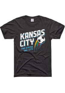 Charlie Hustle Sporting Kansas City Charcoal Two States Short Sleeve Fashion T Shirt