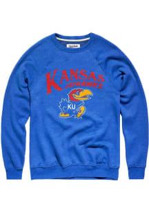 Charlie Hustle Kansas Jayhawks Mens Blue Pennant Long Sleeve Fashion Sweatshirt