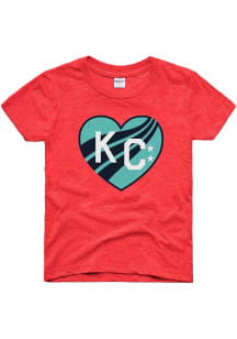 Charlie Hustle KC Current Girls Red KC Heart Short Sleeve Fashion T-Shirt