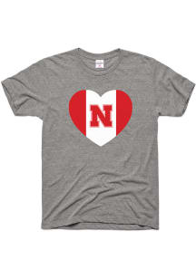 Charlie Hustle Nebraska Cornhuskers Grey Heart Short Sleeve Fashion T Shirt